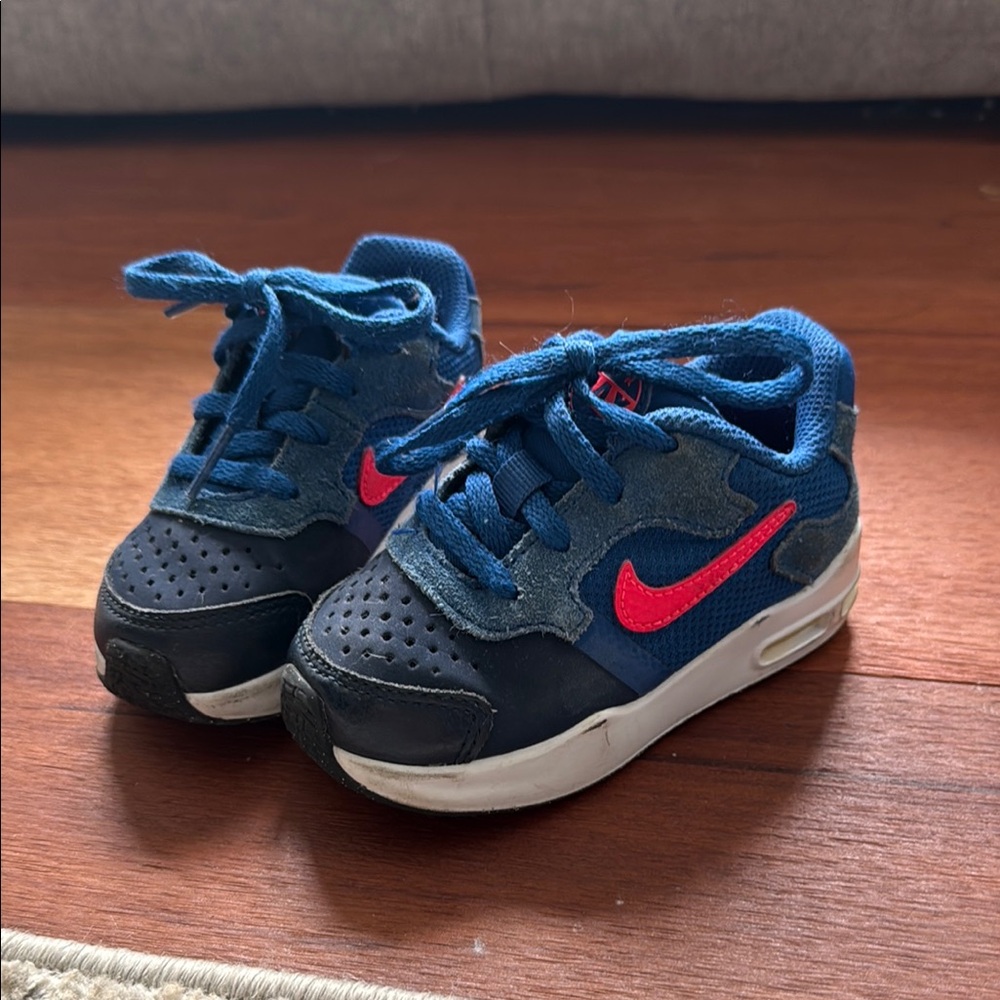 Nike Blue and Red Sneakers with Mesh Design